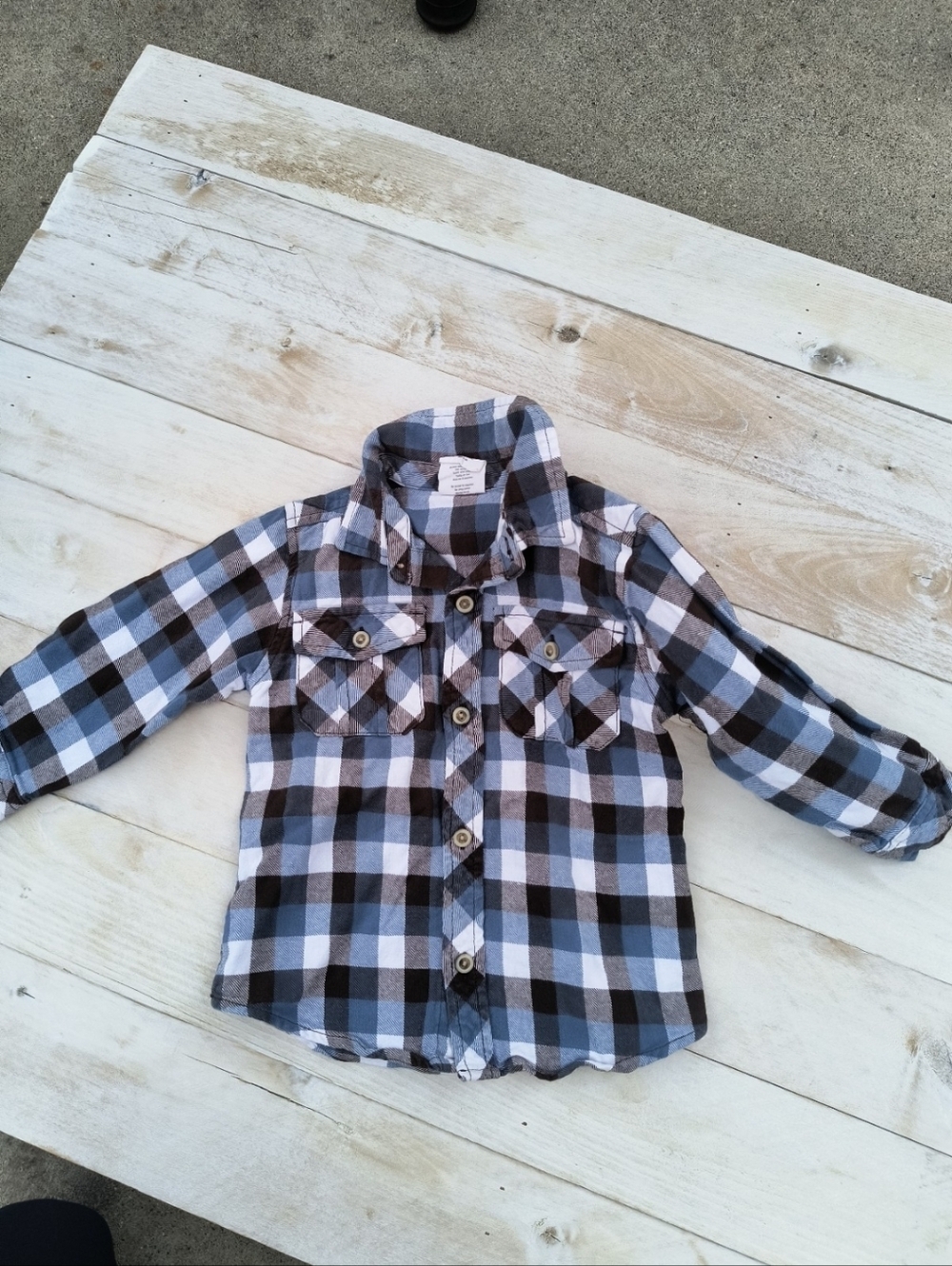 Crazy 8 Toddler Boys Plaid Button Up Flannel Shirt Long Sleeve Size 3T